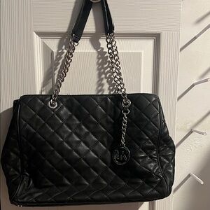 Black Quilted Leather Shoulder Bag